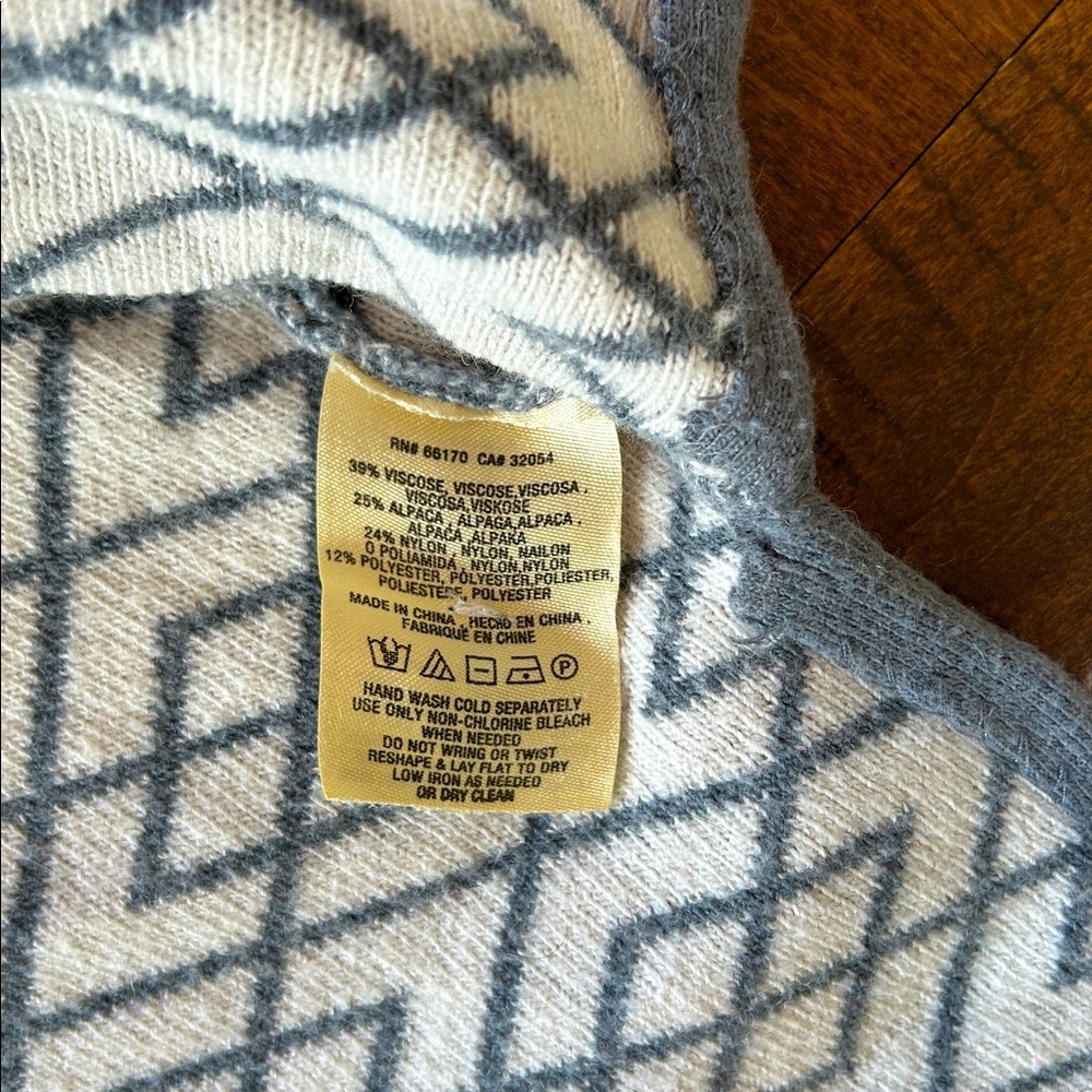 Anthropologie Moth Cowl Neck Sweater M | Gray Geometric Alpaca Blend Pullover - Picture 4 of 6